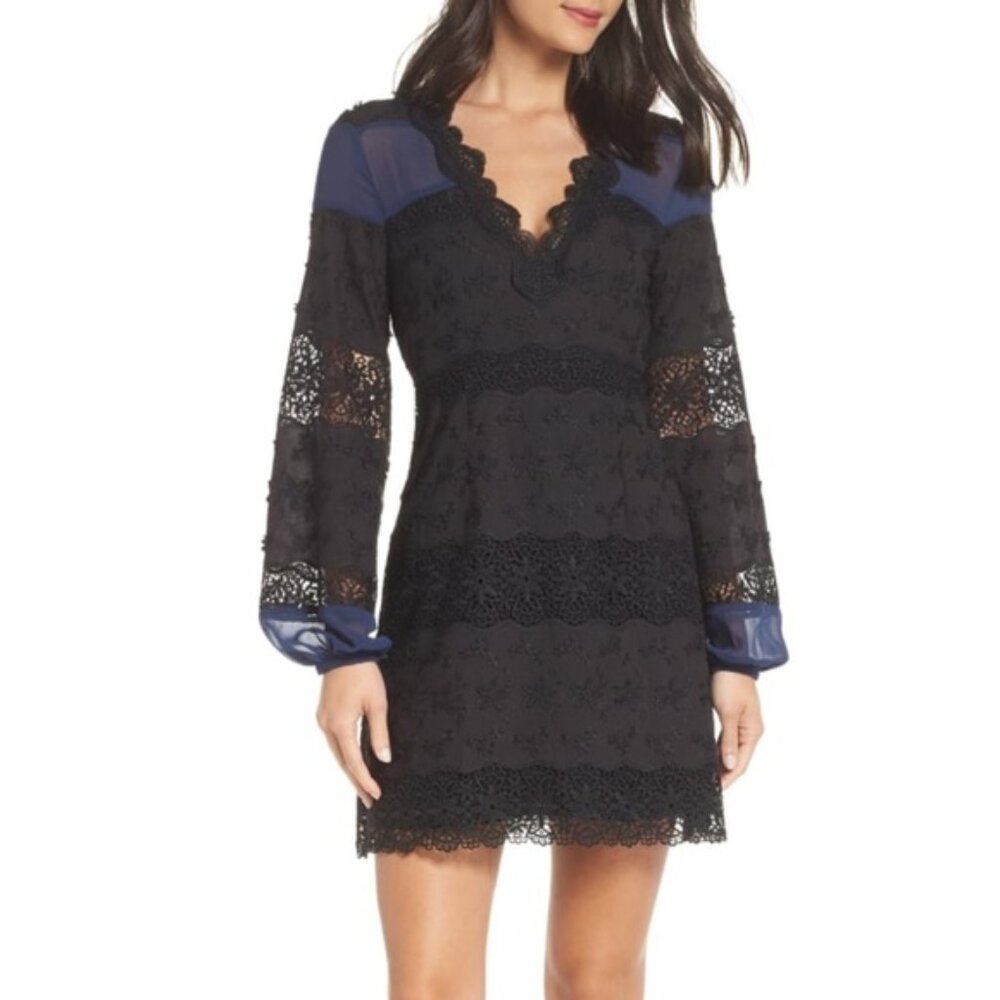 Edna Foxiedox Black and Blue Lace Dress‎